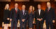 pictured left to right: Dean Catherine Ingrassia, Ambassador James "Jim" Gilmore, Governor L. Douglas Wilder, Interim Dean Robyn McDougle, Political Analyst Dr. Larry Sabato, Political Analyst Dr. Bob Holsworth
